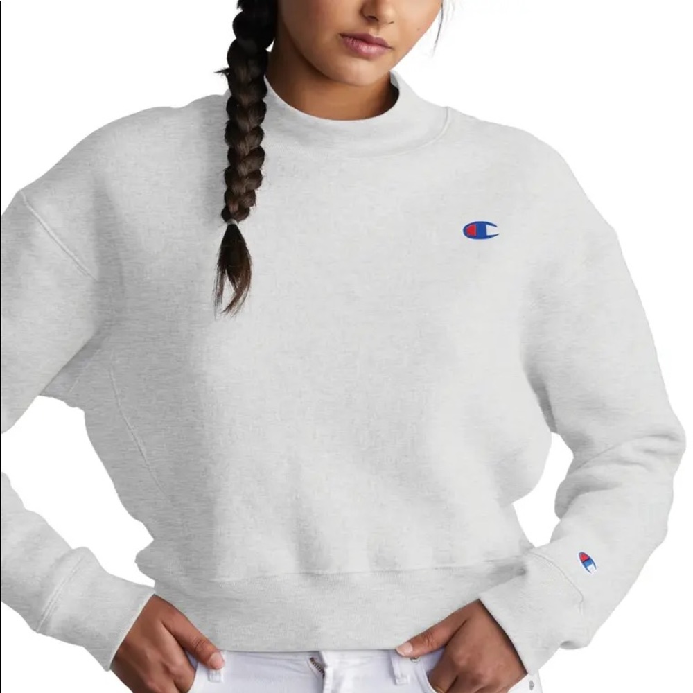 Reverse Weave Mock Neck Crop Sweatshirt Champion